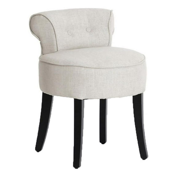 Bowery Hill Contemporary Linen Fabric/Leather Lounge Stool in Beige