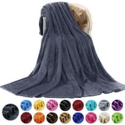 Howarmer Large Dark Gray Throw Blankets, Twin Size Soft Lightweight Flannel Fleece Blanket, 60" x 80"
