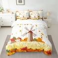 thumbnail image 2 of Manfei Teens Fall Farm Twin Bedding Sets 7-Piece, Cartoon Orange Pumpkin Bedding Comforter Set, Autumn Maple Leaf Reversible Sheet Sets, Lightweight Room Decor, 2 of 7