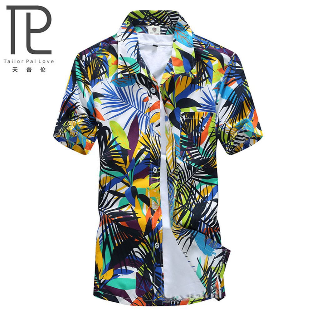 WDPFVD Summer Men Short Sleeve Printed Hawaii Beach Shirt Man Quick Dry Casual Shirts Hawaiian 5XL Xa560 