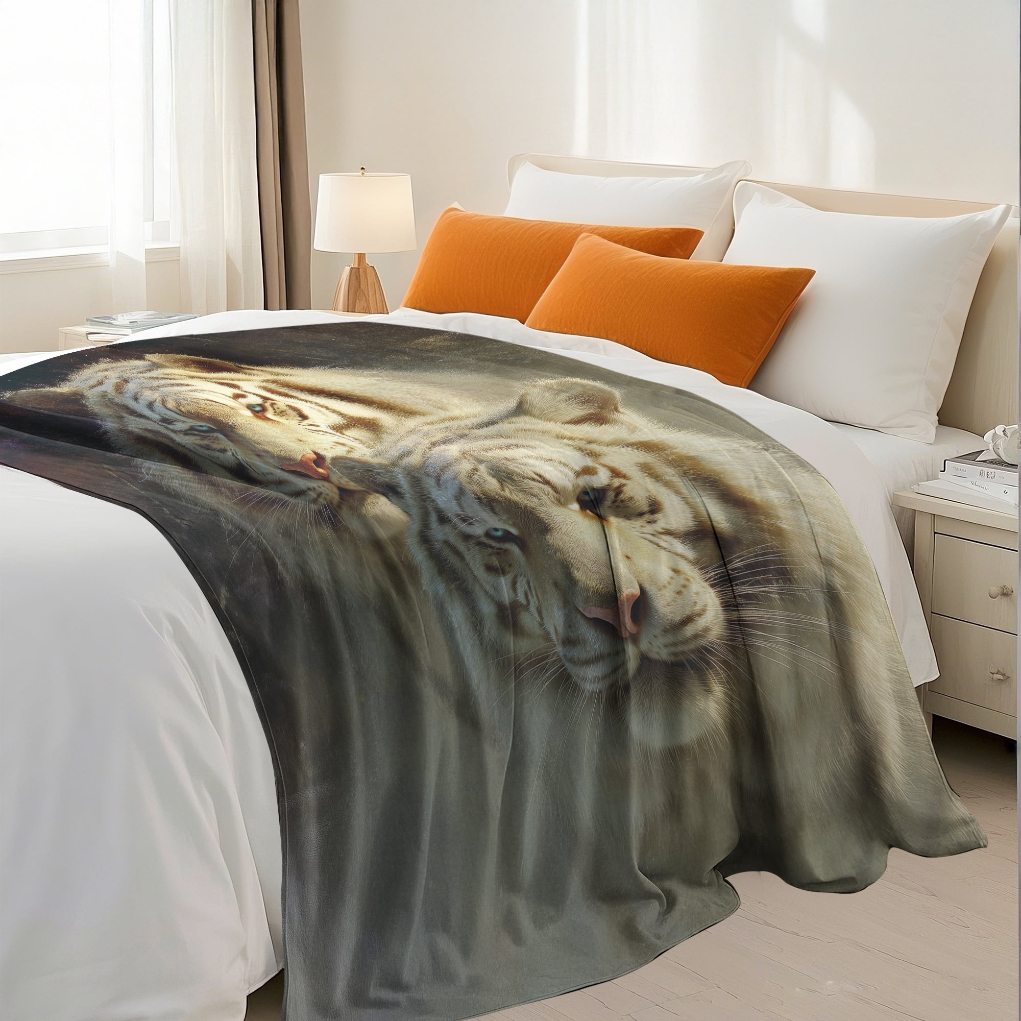 Flannel Fleece Throw Blanket, Soft Large Throw Blanket, Lightweight Cozy Plush Throw Blanket Fit Sofa Bed, 30"x40", Tigers