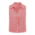 thumbnail image 7 of ClodeEU Women's Plaid Sleeveless Collared Button Blouse,Slim Fit Crop Top for Summer Hot Pink,Women's Plus XL, 7 of 7