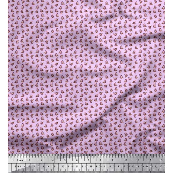 Soimoi Japan Crepe Satin Fabric Floral Small Print Sewing Fabric Yard 42 Inch Wide