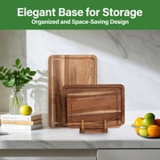 TJ POP Acacia Wood Cutting Board For Kitchen, Acacia Wooden Cutting Board Set of 3 with Juice Groove, Double-Sided Chopping Board Serving Board for Meat, Vegetables and Cheese