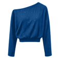 thumbnail image 3 of Oversized Off Shoulder Sequin Knit Sweater for Women Loose Long Sleeve Ribbed Pullover, 3 of 3