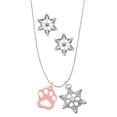 thumbnail image 1 of Delight Jewelry Acrylic Small Paw Light Pink Silver tone Snowflake Charm Necklace and Stud Earrings, 1 of 4