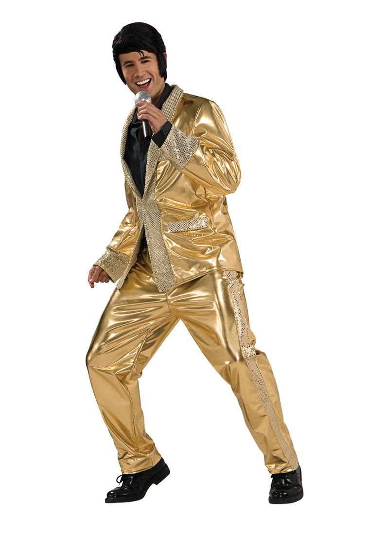 ELVIS BLACK AND GOLD FANCY DRESS COSTUME MENS MUSIC