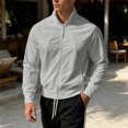 thumbnail image 2 of TOUMENY Men's Lightweight Zip Up Jacket Stand Collar Long Sleeve Solid Slim Coat Casual Outdoor Sun Protection Track Top Gray L, 2 of 5