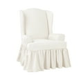 thumbnail image 2 of SureFit Essential Twill Wingback Chair Slipcover, Cotton Wing Chair Cover with Ruffled Skirt, White, 2 of 2