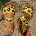 thumbnail image 2 of Rokment Womens Ethnic Retro Platform Slip on Dress Sandals Bohemian Beach Vintage Casual Leather Arch Support Chunky Block High Heels Slides Slippers for Vacation Yellow Size 9, 2 of 6