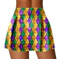 thumbnail image 4 of XIAOCHA Women Mardi Gras Argyle Print Mini Skort High Waist Stretchy Flowy Athletic Skirt Casual Party Festival Daily Wear Skirt, 4 of 6