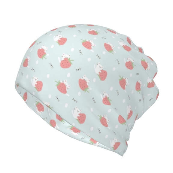 Rateoe Strawberry Cotton Slouchy Beanie Hat for Men/Women,Lightweight Oversize Large Thin Skull Cap Night Sleeping Cap
