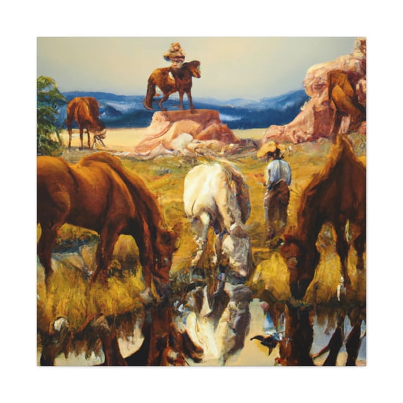 Herd of Grazing Horses - Canvas
