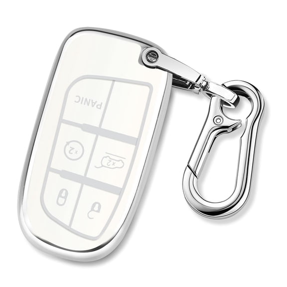for Jeep Key Fob Cover with Keychain TPU Protection Key Case Compatible with Grand Cherokee Renegade Compass Smart Key