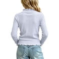 thumbnail image 6 of Sakuulaan Girls Long Sleeve Tops,Ribbed Knit Ruffle Neck Lace Button Fall Winter School Casual Shirt, 6 of 6