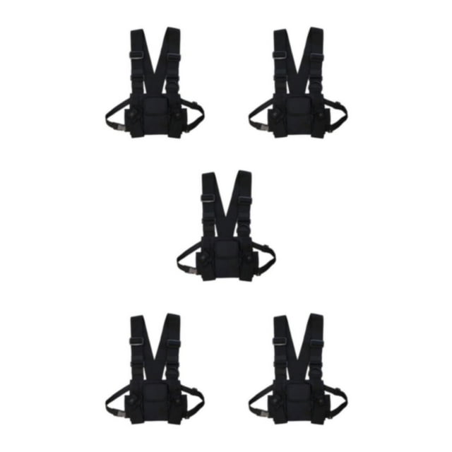 Youkk Gilet Mains Libres Sac de Poitrine Multi-Poches Facile à Transporter Résistant à l'Eau et Durable Harnais en Nylon Sacs à Dos Noir 5ensemble