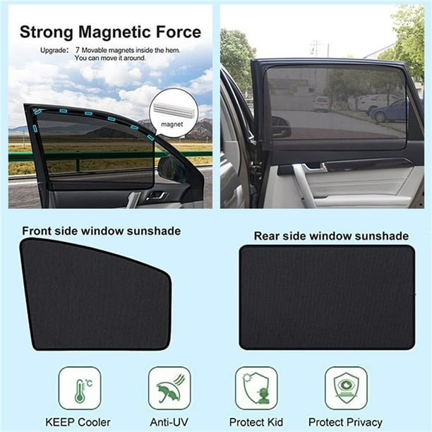 Xihbxyly Parasoles Universales para Ventanas de Coche, Instalación Magnética, Protección Uv, Malla Elástica Ligera, Visibilidad Transpirable, Fácil de Enrollar y Desplegar, Ajuste Universal, Tamaño 8