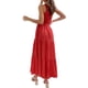 thumbnail image 3 of Vestido largo de mujer Qarigey estético Sin mangas plisado un hombro Rojo M, 3 of 6