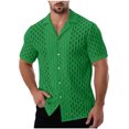 thumbnail image 1 of Mgmyaa Men's Short Sleeved Button Down Shirt Jacquard Cardigan Collared Beach Shirt Tops, 1 of 6