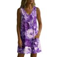 thumbnail image 7 of QUNYINEY Summer Sundresses for Women Beach Floral Sleeveless A Line Mini Tank Dress Casual with Pockets Loose Fit Beach V Neck Dresses, 7 of 7