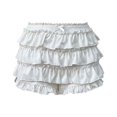 thumbnail image 4 of Bloomers for Women Y2k Cute Lace Bloomer Elastic Low Waist Tiered Ruffle Mini Skirt Shorts, 4 of 5