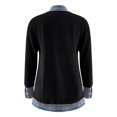 thumbnail image 7 of Breezora Women's Denim Patchwork Corduroy Cardigan Lapel Long Sleeve Button Down Casual Open Front Lightweight Jacket, 7 of 7