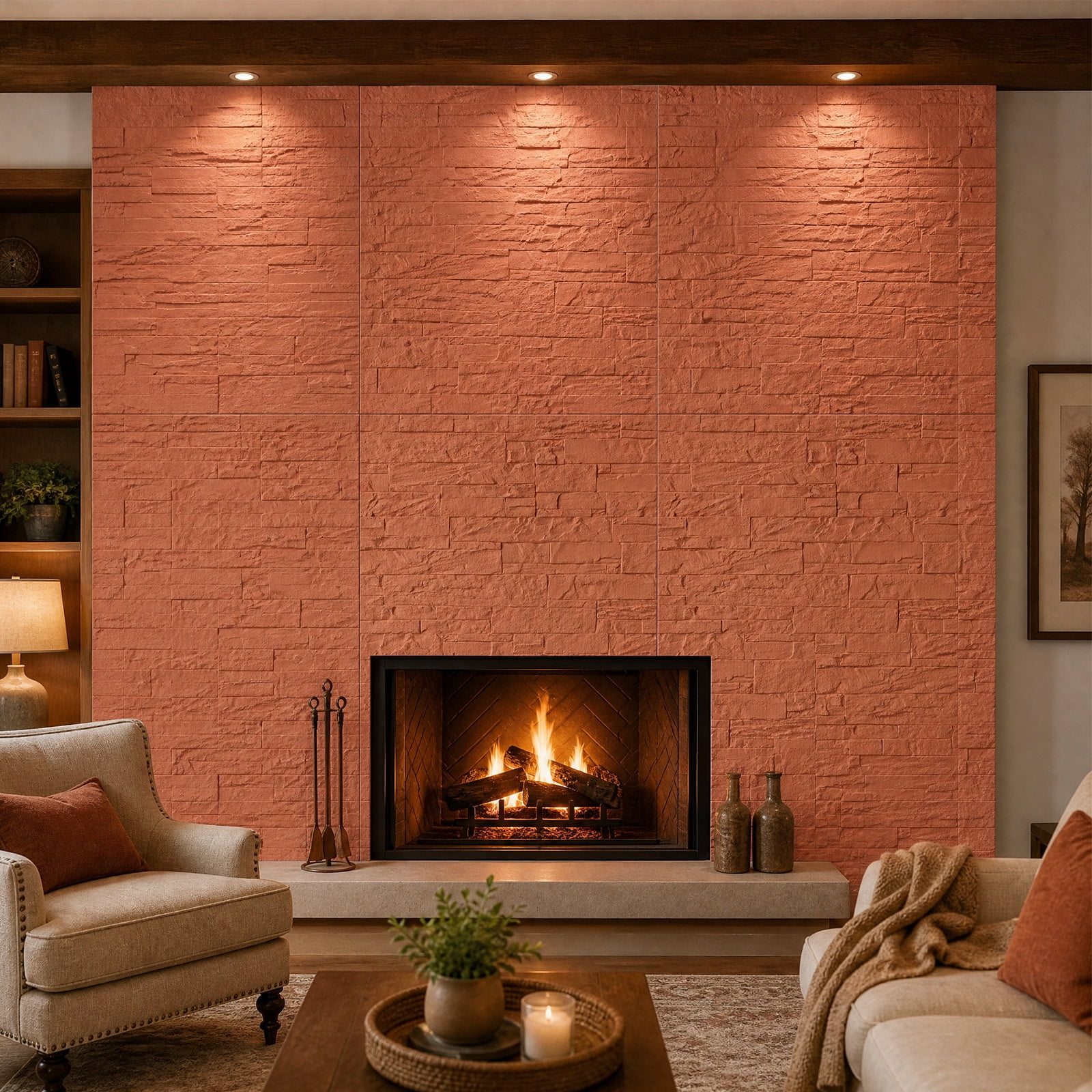 BEAUTYPEAK 8PCS 24"x 24" 3D Wall Panels Lightweight Wall Decor Panels for Home, Reddish Orange