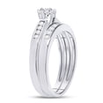 thumbnail image 3 of Solid 10K White Gold Real Natural Diamond Bridal Matching Engagement Ring Wedding Band Set 1/2 Carat - Size - 5.5 ( .45 Cttw ), 3 of 5