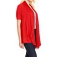 thumbnail image 2 of Women's Basic Short Sleeve Open Front Casual Comfy Office Work Wear Solid Cardigan, 2 of 4