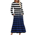 thumbnail image 1 of Robe Plissée pour Femmes Robe d'Automne pour Femmes à Manches Longues Maxi 2024 Décontractée à Col Rond Fluide Évasée Robe d'Invitée de Mariage avec Poches P-199 Bleu TG, 1 of 1