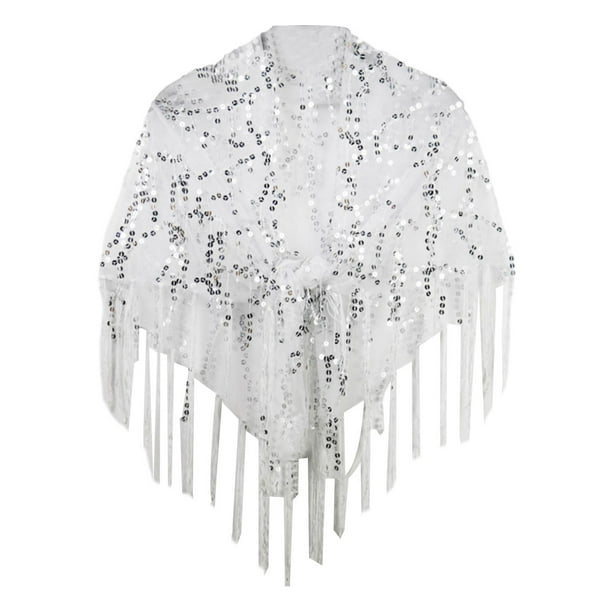 Chal para mujer, moderno, informal, transpirable, cómodo, suave, para noche. Plata blanca
