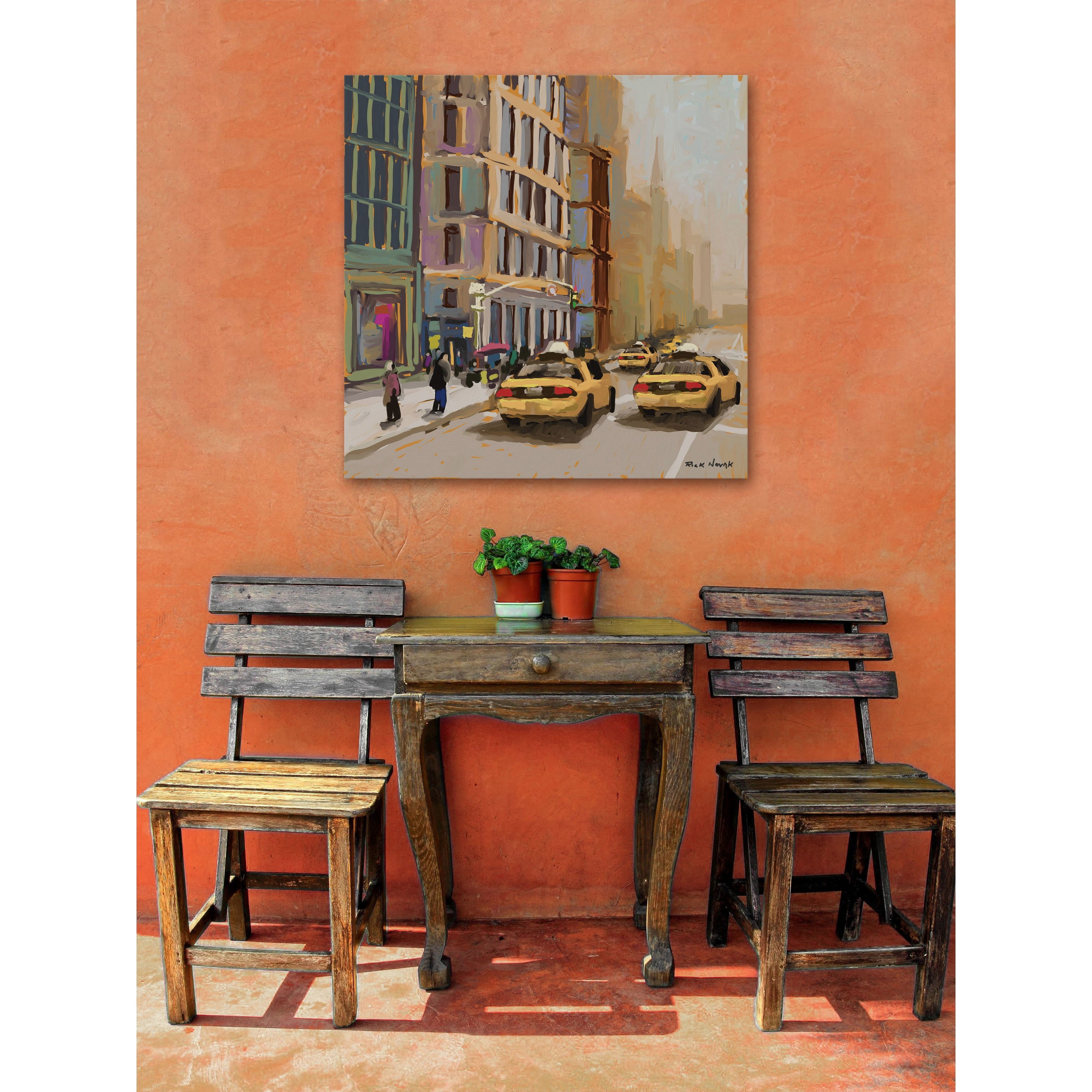 Marmont Hill "New York Cabs" by Rick Novak Painting Print on Wrapped Canvas