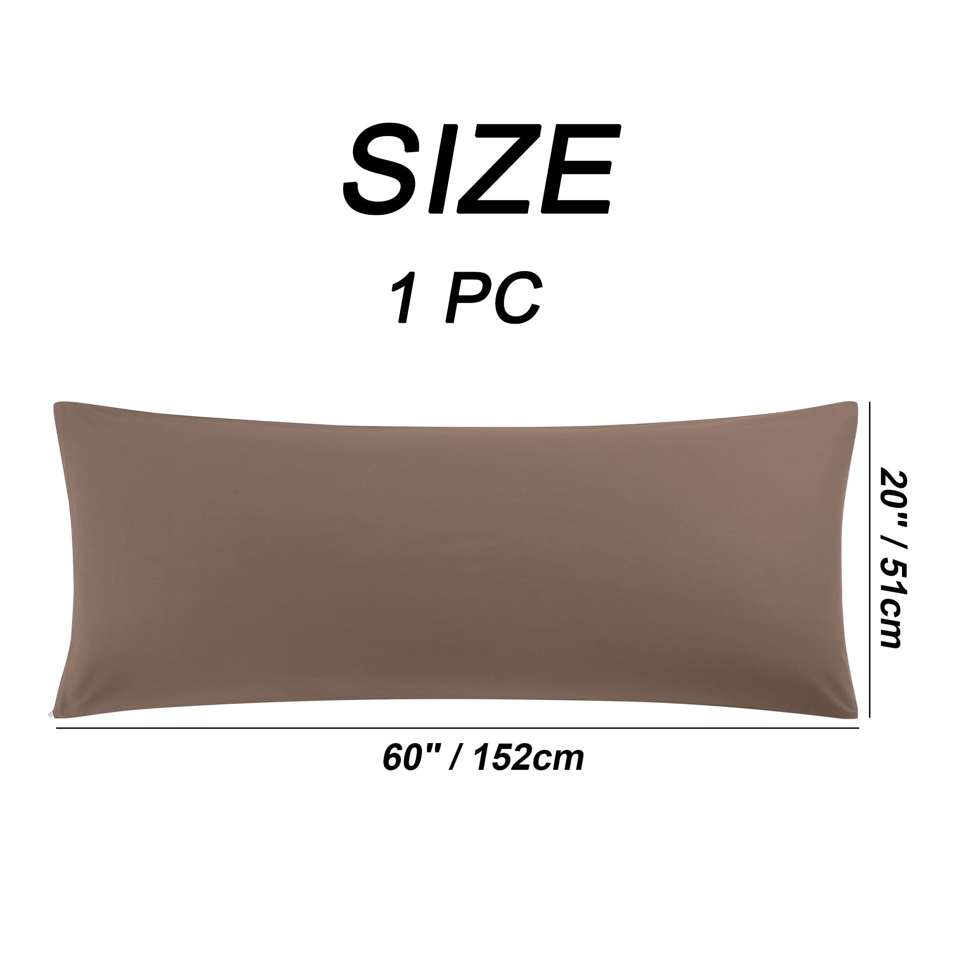 REGALWOVEN Zippered Body Pillow Cover Egyptian Cotton Pillowcases, King Coffee Color