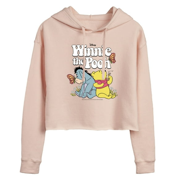 Winnie the Pooh - Pooh and Eeyore Sitting and Enjoying The Scenery - Juniors Cropped Pullover Hoodie