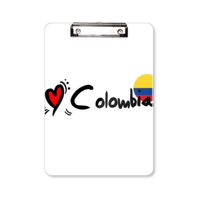 Portapapeles A4 Unbranded Me encanta Colombia Palabra Bandera Amor Corazón Ilustración