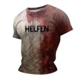 thumbnail image 4 of Shorts pour Hommes, Chemises pour Hommes, Mode Décontractée Impression Lettres Sports Manches Courtes Col Rond Blouses Chemises T-Shirt, 4 of 4