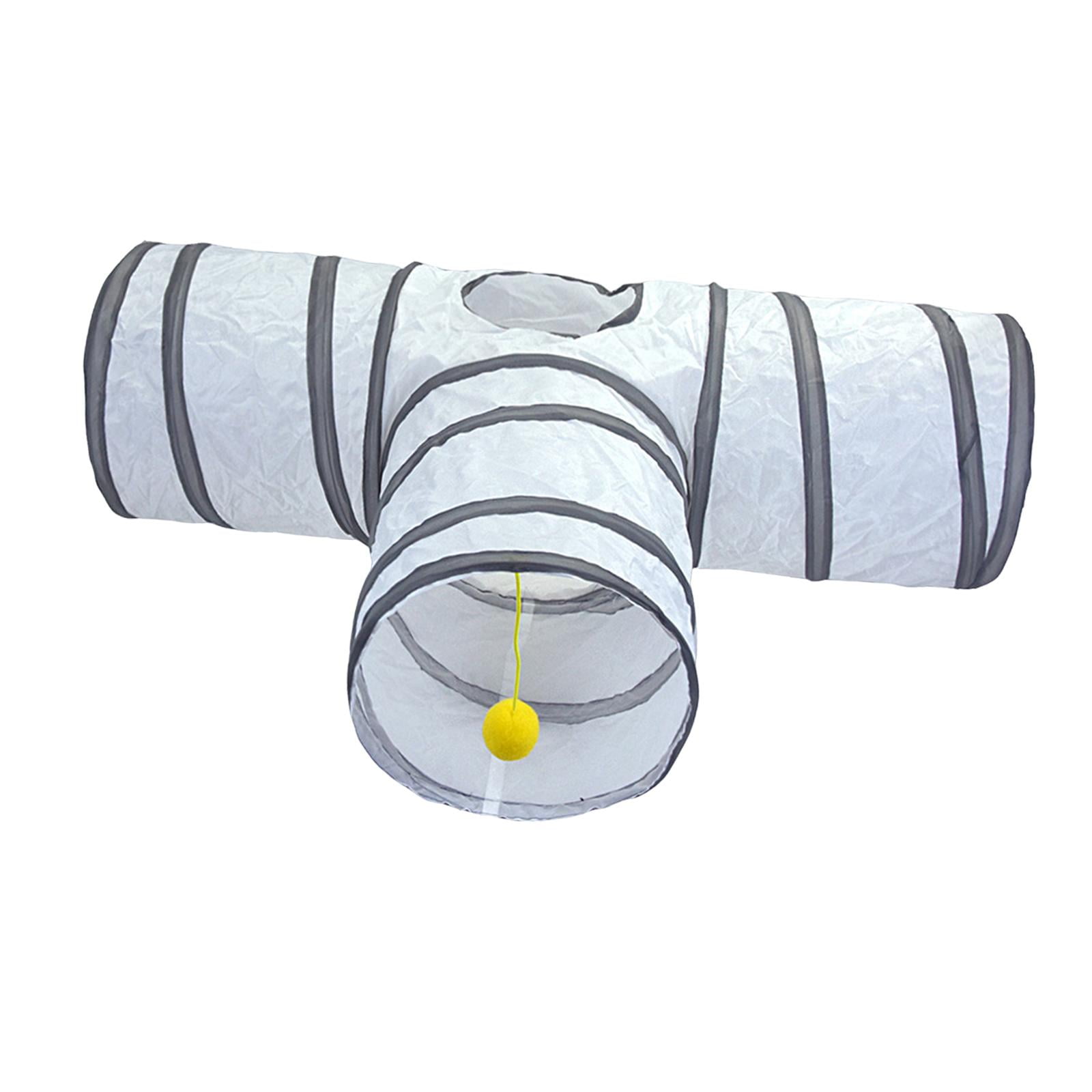 Collapsible Cat Tunnel Tube T Shape Pet Tunnel Scratch Resistant with Top Hole, with Play Ball, Kitten Playing Toy for Cats Indoor Exercising