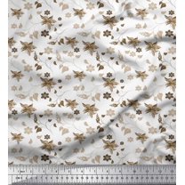 Soimoi Moss Georgette Fabric Leaves & Floral Artistic Fabric Prints By Yard 42 Inch Wide