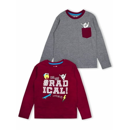 p.s.09 from aeropostale Long Sleeve Graphic and Pocket T-Shirt Value, 2-Pack Set (Little Boys & Big Boys)
