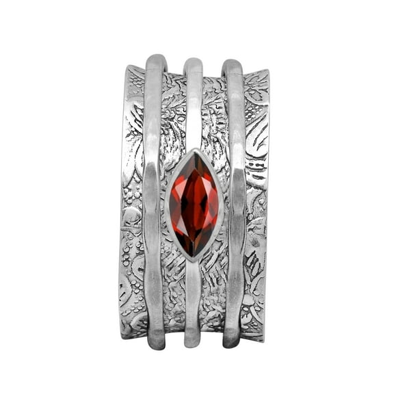 6X3MM Marquise Garnet 925 Silver Meditation Anxiety women Spinner Ring