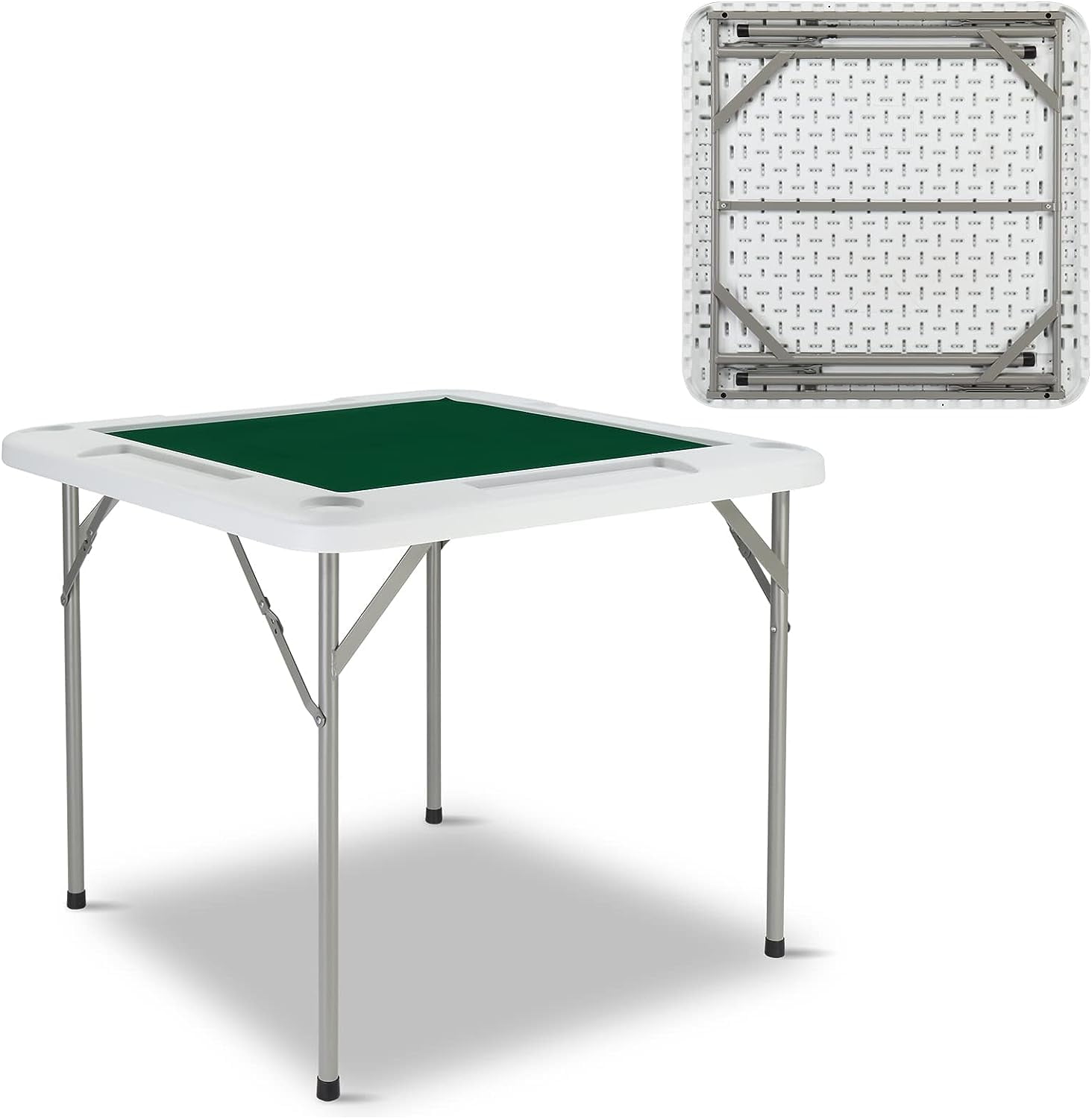 PEXMOR Foldable Multifunctional Square Gaming Table With Cup Holders For Mahjong Poker Game & Dice Game 4 Player, 34"