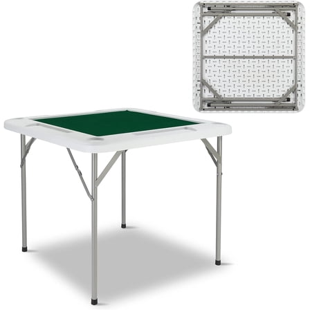 PEXMOR Foldable Multifunctional Square Gaming Table With Cup Holders For Mahjong Poker Game & Dice Game 4 Player, 34"
