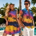 thumbnail image 3 of Yuyamidu Womens Hawaiian Dresses Matching Hawaiian Outfits for Couples Palm Tree Shirt Men Casual Button Up Shirt Men and Women Matching Outfits Flowy Tank Tiered Beach Vacation Dress Size S, 3 of 6