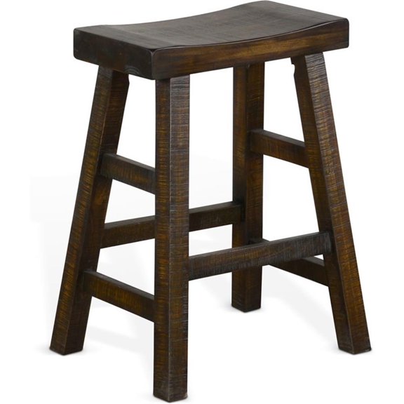 Sunny Designs 24" Saddle Seat Mahogany Wood Stool in Tobacco Leaf (Set of 2)