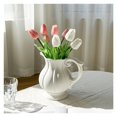 thumbnail image 1 of 7 Inch Ceramic Vase with Handle for Shelf Decor, Living Room Decor, Centerpieces, White, 1 of 7