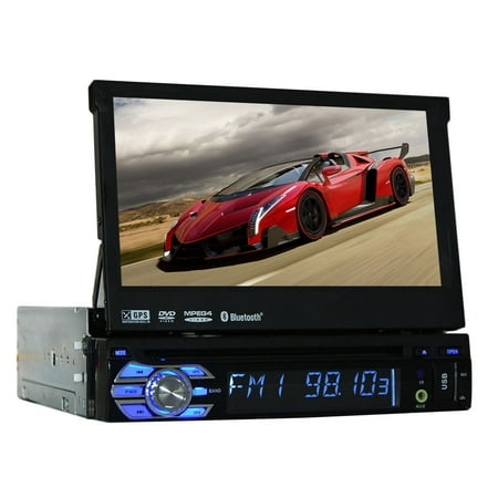 Universal Car DVD Player 1 din Car Stereo Removable Panel In Dash MP4 Aux GPS Navigation 12V 7'' Input USB/SD/TF 1 Din FM/AM/RDS Radio One din Car Audio Sliding Touch Screen Built-in Bluetooth (Best Audio Player For Windows 7)