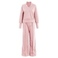 thumbnail image 3 of vigerkar Women 2 Piece Lounge Set Vneck Sweatshirt High Waist Sweatpants Suit Matching Sweatsuit (Pink, XL), 3 of 5