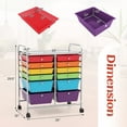 thumbnail image 3 of Costway 12 Drawers Rolling Cart Storage Scrapbook Paper Studio Organizer Bins Multicolor, 3 of 10