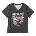thumbnail image 4 of Plus Size Tops for Women Western Vintage Cowgirl Graphic Short Sleeve V-Neck T Shirts 2025 Summer Trendy Casual Basic Tees Grey XXL, 4 of 4