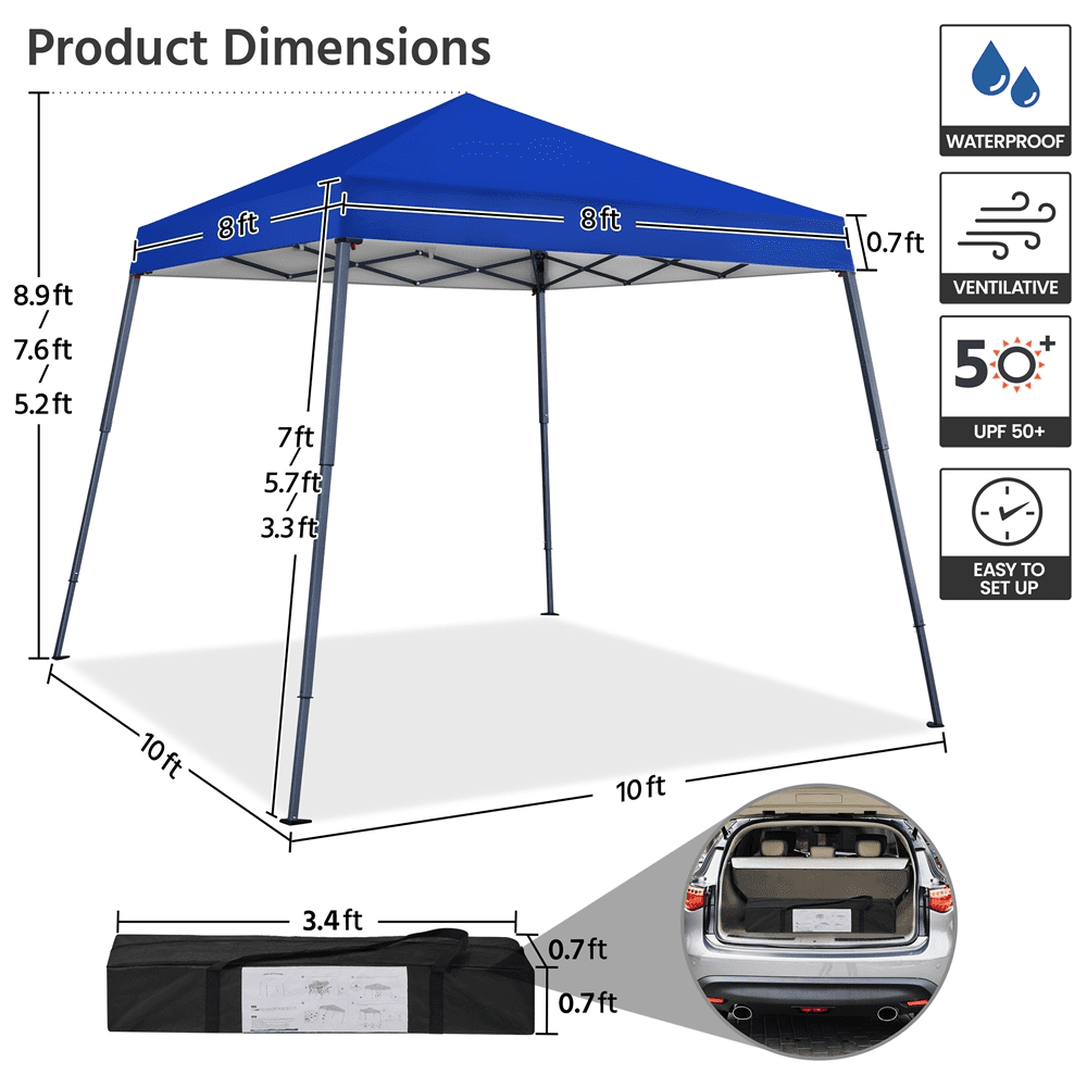 Renwick 10x10ft Pop-Up Tent with Sandbag, Blue
